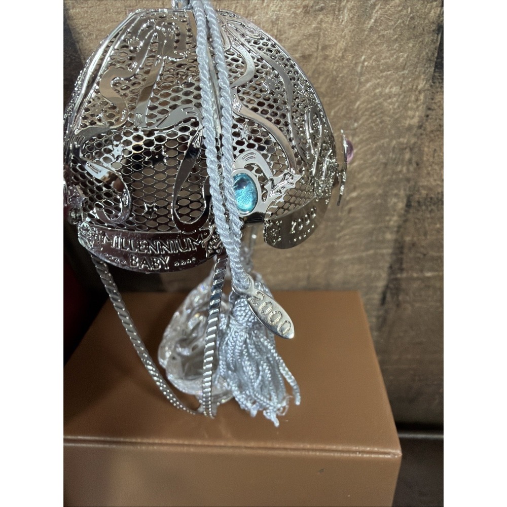 Lenox Millennium‎ 2000 Y2K Baby's 1st Christmas Crystal Ornament Hot Air Ballon - Picture 10 of 16